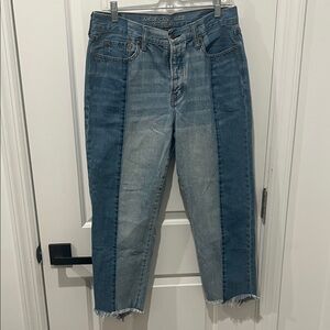 American Eagle Outfitters Two-Tone Vintage High Rise Ankle Jeans Size 10